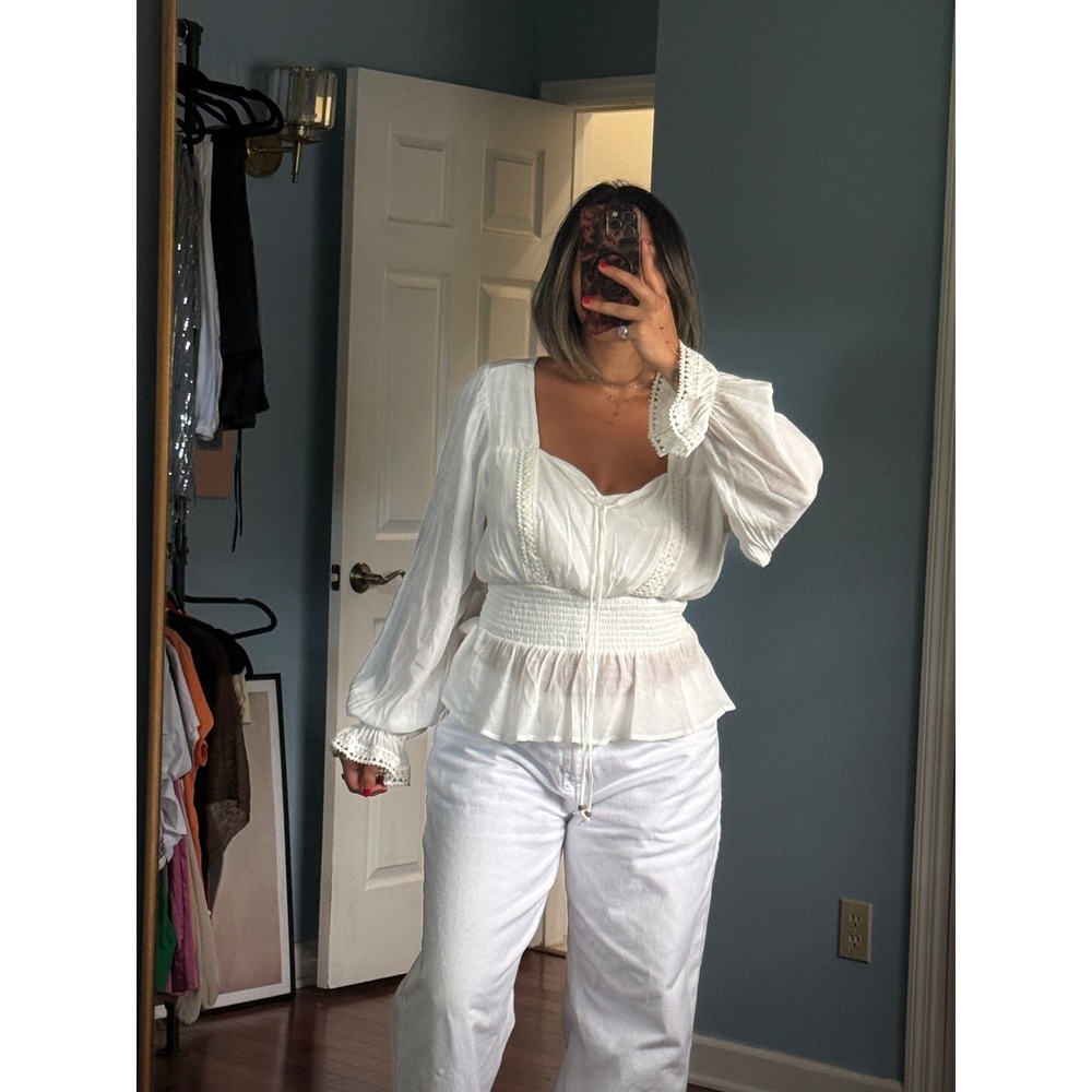 NWT White Ruffle Blouse